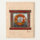 Zuidwest-Chili Wreath op Rustic Red Wood Window Planner (Achterkant)