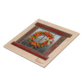 Zuidwest-Chili Wreath op Rustic Red Wood Window Tegeltje (Zijkant)