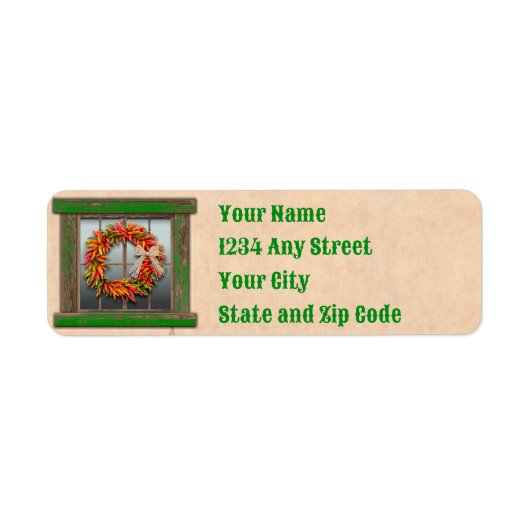 Zuidwest Chili Wreath Rustiek vakantieadres Etiket (Voorkant)