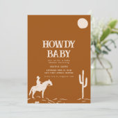 Zuidwest Cowboy Howdy Baby shower Uitnodigen Kaart (Staand voorkant)