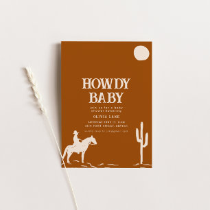 Zuidwest Cowboy Howdy Baby shower Uitnodigen Kaart