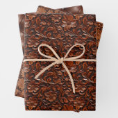 Zuidwest Cowgirl Bohemian Brown Flowers Inpakpapier Vel (In situ)