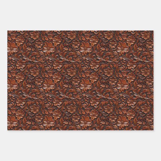 Zuidwest Cowgirl Bohemian Brown Flowers Inpakpapier Vel (Voorkant)