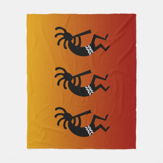 Zuidwest Dancing Kokopelli woestijn zonsondergang Fleece Deken (Voorkant)
