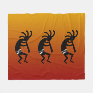Zuidwest Dancing Kokopelli woestijn zonsondergang Fleece Deken