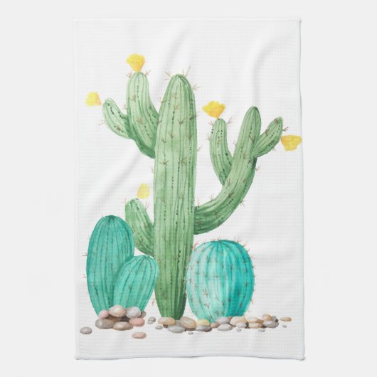 Zuidwest Desert Cacti Cactus Succulent Waterverf Theedoek (Verticaal)