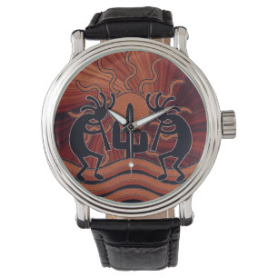 Zuidwest Design Dancing Kokopelli woestijn zonsond Horloge