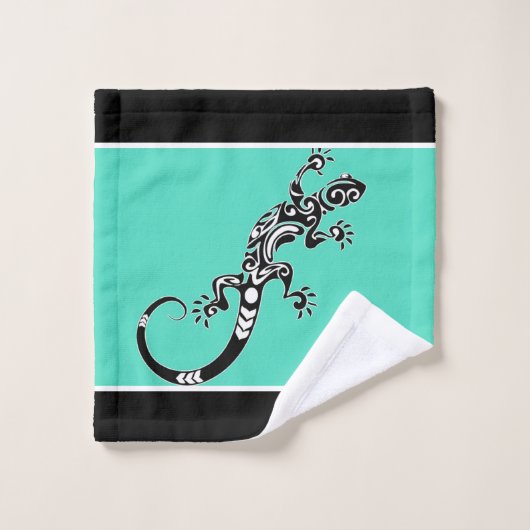Zuidwest-Gecko Zee Green en Black Bad Handdoek (Wasdoekje)