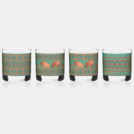 Zuidwest geometrische patroon en leuke Javelinas Whisky Glas