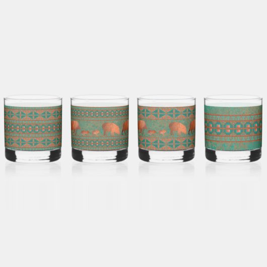 Zuidwest geometrische patroon en leuke Javelinas Whisky Glas (Links)