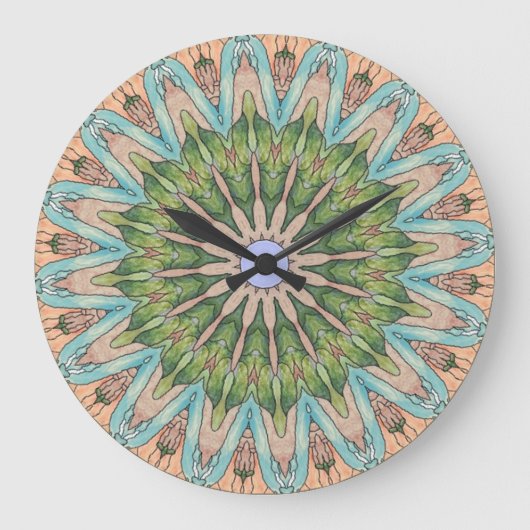 Zuidwest-Glas in lood Kaleidoscope Wall Clock Grote Klok (Voorkant)