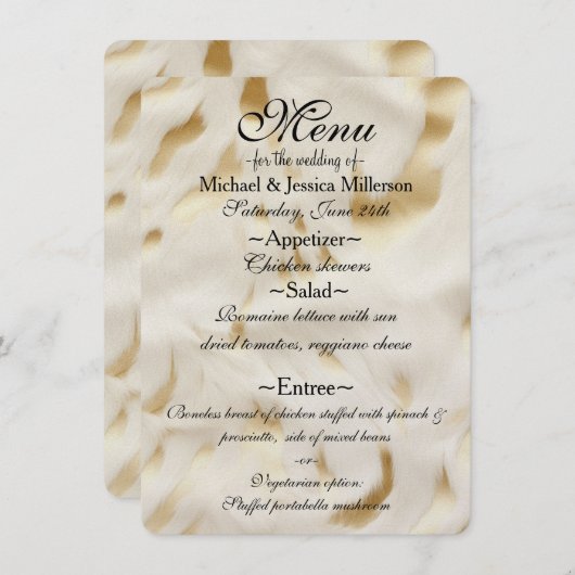 Zuidwest Goud Wit Koeienhuid Menu (Voorkant / Achterkant)