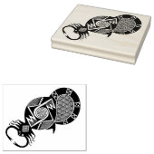 Zuidwest-Indiaanse Mimbres Tribal Scorpion Rubberstempel (Gestempeld)