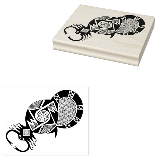 Zuidwest-Indiaanse Mimbres Tribal Scorpion Rubberstempel (Gestempeld)