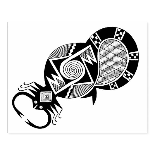 Zuidwest-Indiaanse Mimbres Tribal Scorpion Rubberstempel (Afrduk)