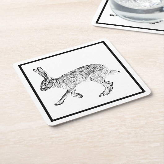 Zuidwest Jackrabbit Black en White Kartonnen Onderzetters (Schuin)