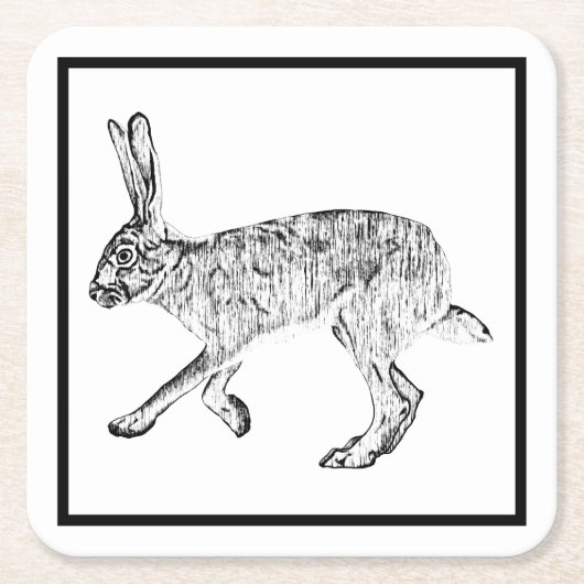 Zuidwest Jackrabbit Black en White Kartonnen Onderzetters (Voorkant)