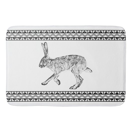Zuidwest Jackrabbit Minimalistische Zwart en Wit Badmat (Voorkant)