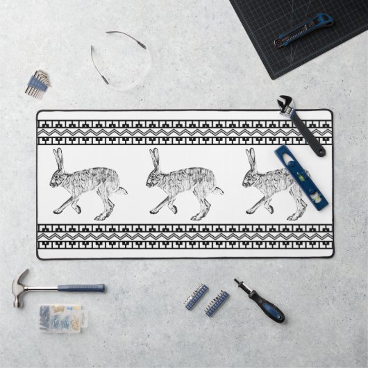 Zuidwest Jackrabbit Zwart en Wit Geometrisch Bureaumat (Werkstation)