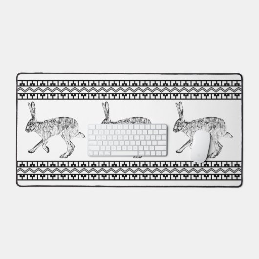 Zuidwest Jackrabbit Zwart-wit Geometrisch Bureaumat (Keyboard & Muis)