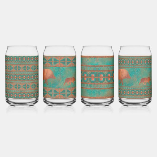 Zuidwest Javelinas & Geometrische Patroon Glas Set (Rechts)