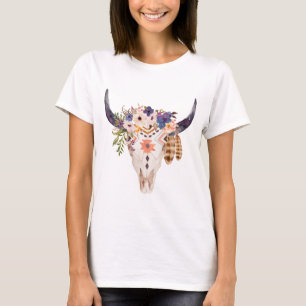 Zuidwest-Kabeljauw Skull Tribal Markets and Flower T-shirt
