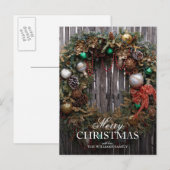 Zuidwest Kerstmis - Klassieke Wreater met Ornament Feestdagenkaart (Voorkant / Achterkant)