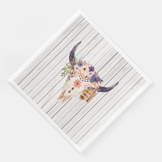 Zuidwest-Koe schedel tribale markeringen en bloeme Servetten (Hoek)