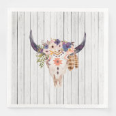 Zuidwest-Koe schedel tribale markeringen en bloeme Servetten (Voorkant)