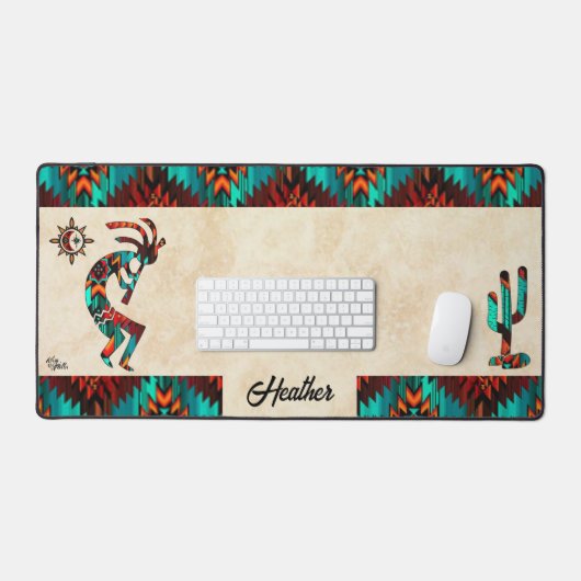 Zuidwest-Kokopelli en Cactus Bureaumat (Keyboard & Muis)