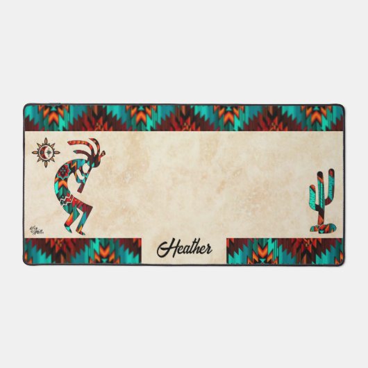 Zuidwest-Kokopelli en Cactus Bureaumat (Voorkant)