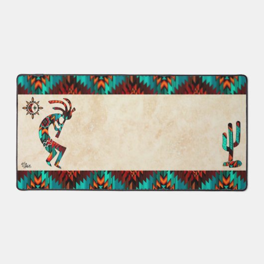 Zuidwest-Kokopelli en Cactus Bureaumat (Voorkant)