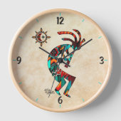 Zuidwest Kokopelli Ronde Wandklok (Voorkant)
