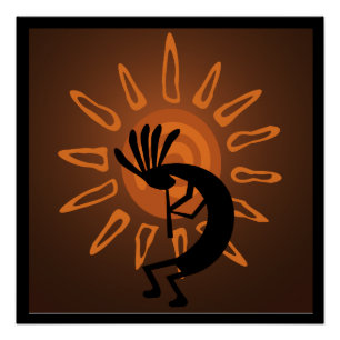 Zuidwest Kokopelli Sun Rustic Poster