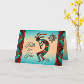 Zuidwest Kokopelli Verjaardagskaart Kaart (Gele Bloem)