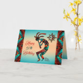 Zuidwest Kokopelli Verjaardagskaart Kaart (Gele Bloem)