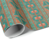 Zuidwest Koper Blauwgroen Geometrisch Patroon Cadeaupapier (Rol Hoek)