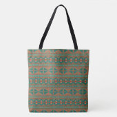Zuidwest Koper Blauwgroen Geometrisch Patroon Tote Bag (Voorkant)