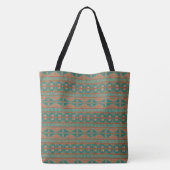 Zuidwest Koper Blauwgroen Geometrisch Patroon Tote Bag (Achterkant)