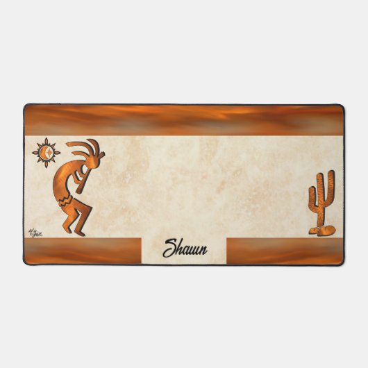 Zuidwest koper kokopelli en cactus bureaumat (Voorkant)