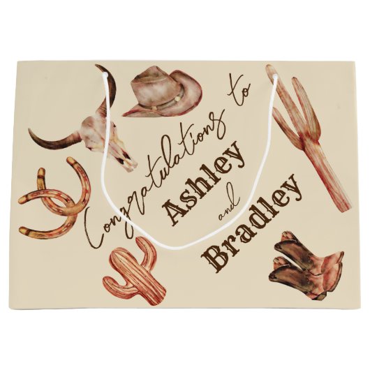 Zuidwest-land ranch western cowgirl bruiloft groot cadeauzakje (Voorkant)