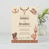 Zuidwest-land ranch western cowgirl bruiloft kaart (Staand voorkant)