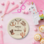 Zuidwest-land ranch western cowgirl bruiloft papieren bordje (Feest)