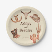 Zuidwest-land ranch western cowgirl bruiloft papieren bordje (Voorkant)