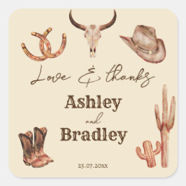 Zuidwest-land ranch western cowgirl bruiloft vierkante sticker