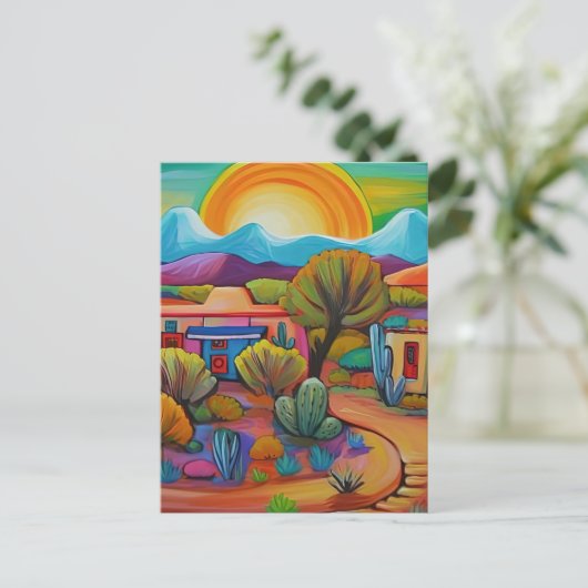 Zuidwest Landschap Achtergrond Feestdagenkaart (Staand voorkant)