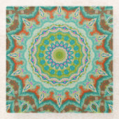 Zuidwest-Mandala 2 Glazen Onderzetter (Voorkant)