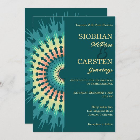 Zuidwest Mandala bruiloft uitnodiging (Voorkant / Achterkant)
