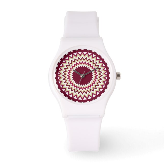 Zuidwest Maroon Zigzag Horloge (Voorkant)
