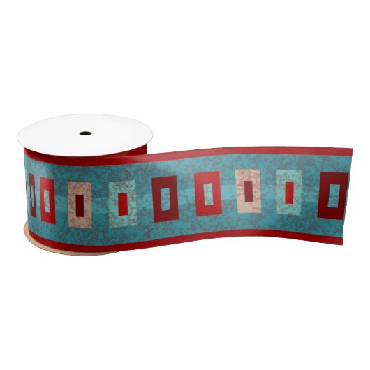 Zuidwest Mesas Retro Vibe Turquoise & Rood Satijnen Lint (Spoel)